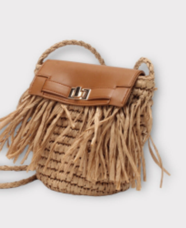 Sac pioupiou raphia/camel