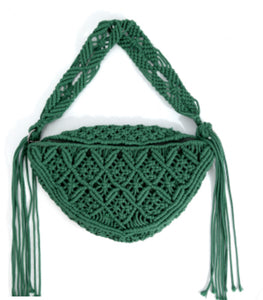 Sac banane macramé vert