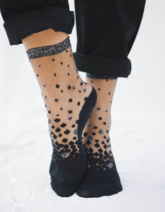 Chaussettes transparente pois argentés