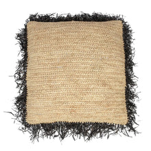 Charger l&#39;image dans la galerie, Housse de coussin en raphia - Naturel Noir - 60x60
