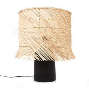 Lampe de table en rotin - Noir Naturel