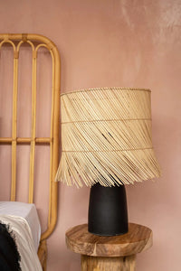 Lampe de table en rotin - Noir Naturel